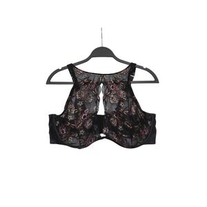 Savage X Fenty Black Floral High Neck Underwire Keyhole Back Bra 40DDD NWOT New